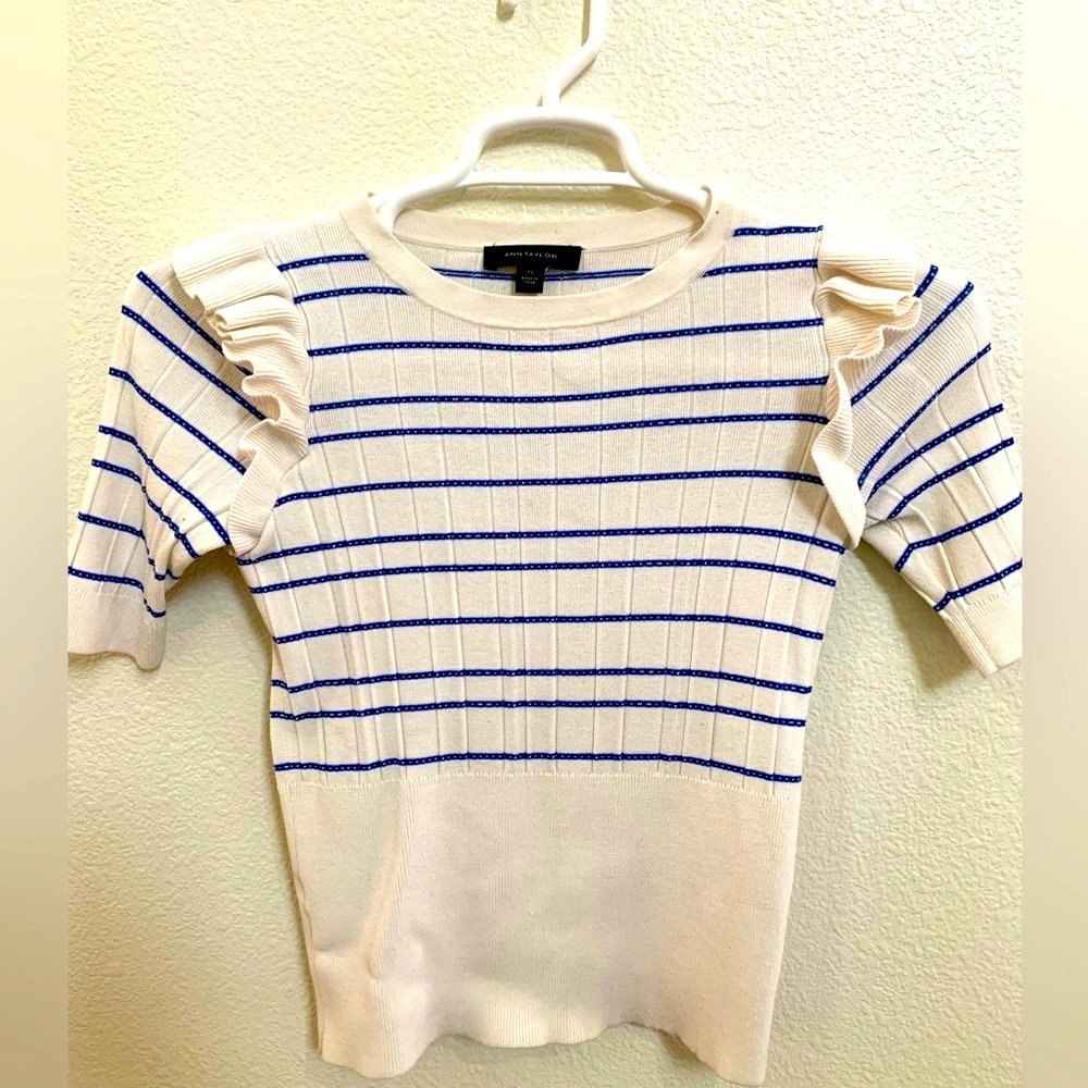 Ann Taylor Ruffle Shoulder Top